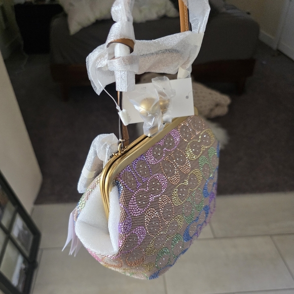 NWT AUTHENTIC COACH Rainbow Crystal Candy Kisslock 16 Pastel NEW - Picture 9 of 17